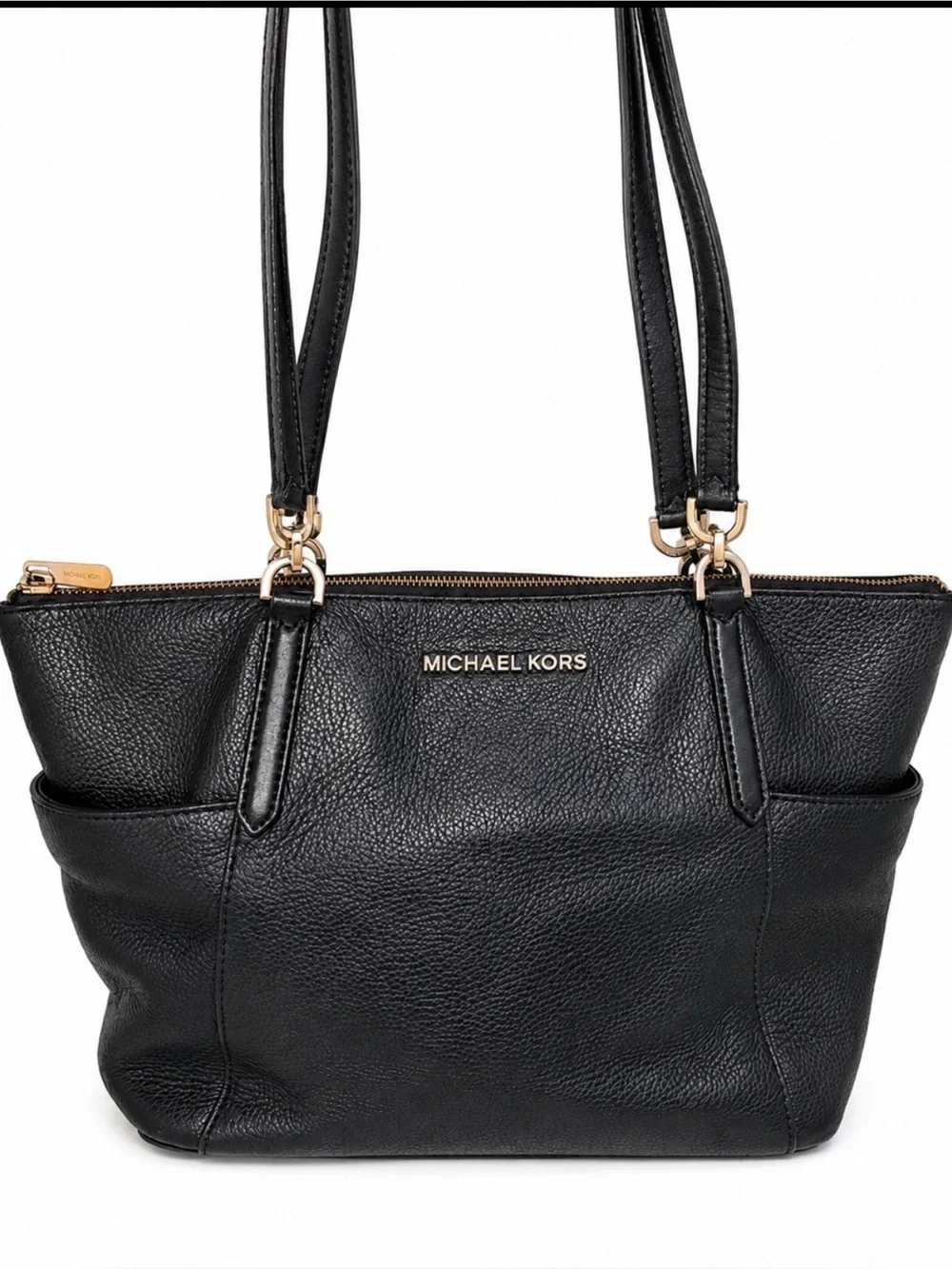 Michael Kors Bedford Large Black Pebbled Leather Tote Shoulder Bag